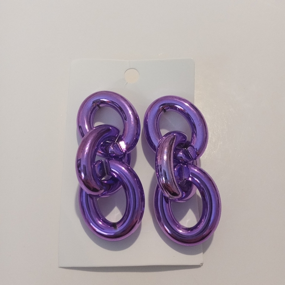 Fashion Jewelry Purple Chain Dangle Earrings - Picture 5 of 5